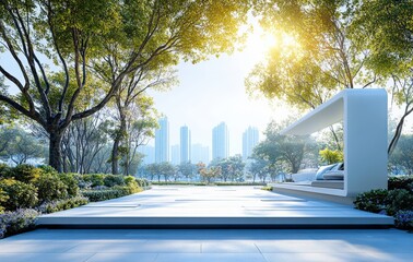 Urban Park with Modern Architecture