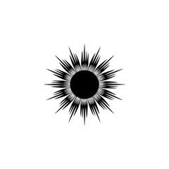 Black Sunburst Graphic on White: Minimalist Design, Abstract Icon, Vector