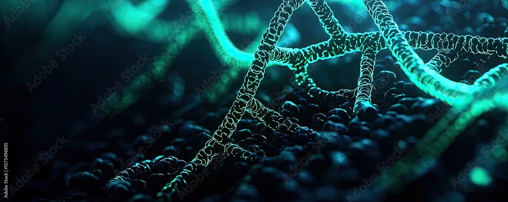 Poster dna plants with genetic modification technology concept. close-up view of molecular structures in vi