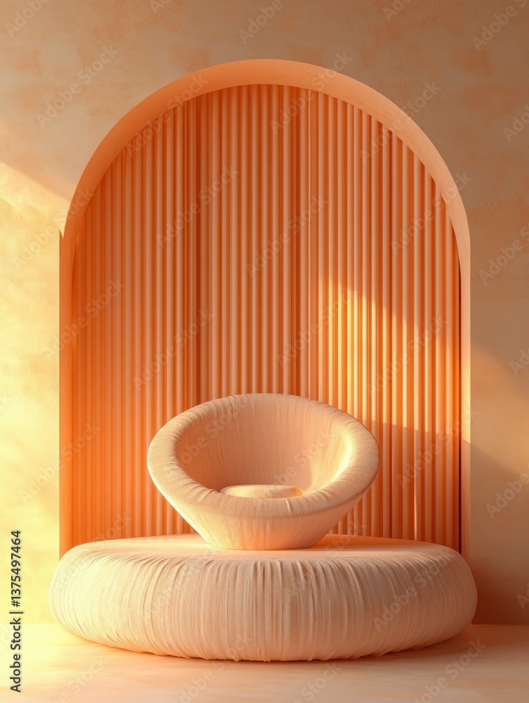 Aufkleber minimalist podium geometry for product display in monochromatic peach tone 3d rendering