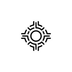 Abstract Circular Geometric Logo: Black on White