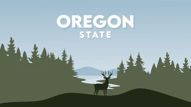 beautiful scenery with forest silhouette in oregon state