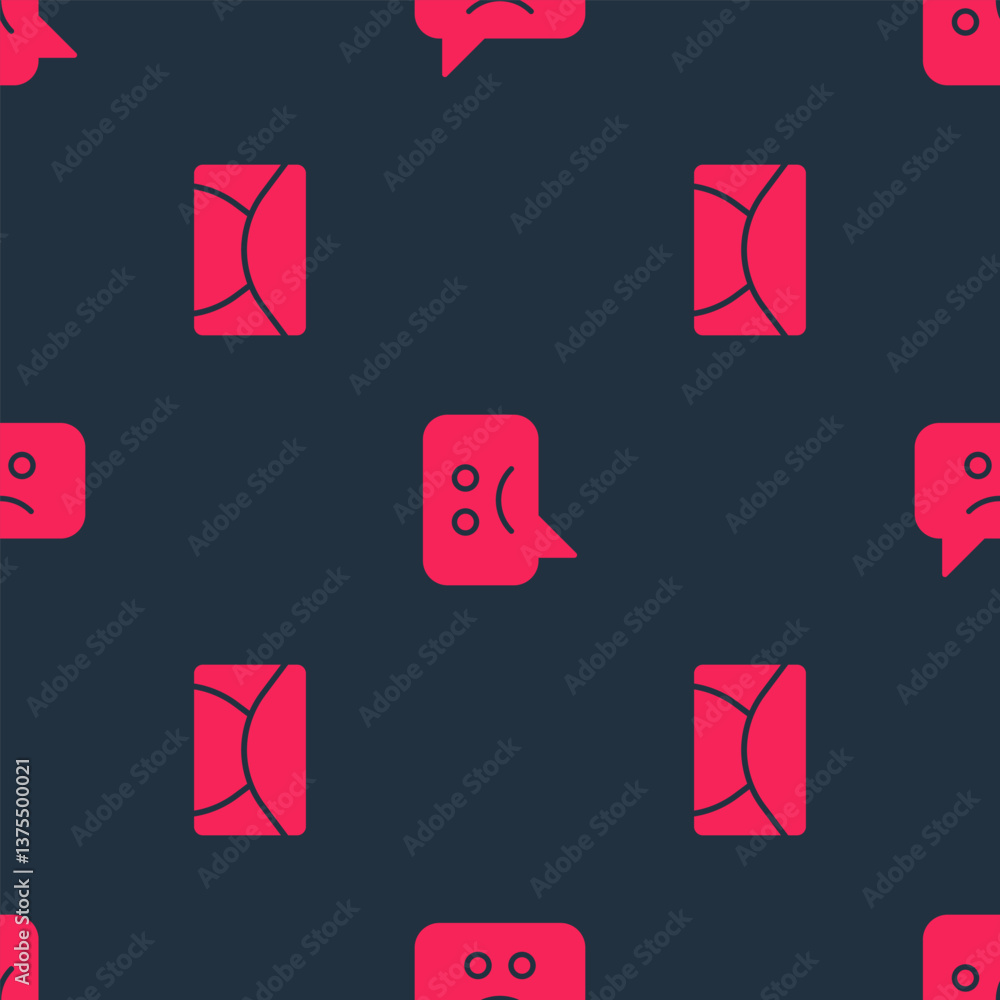 Aufkleber set mail and e-mail and sad smile on seamless pattern. vector