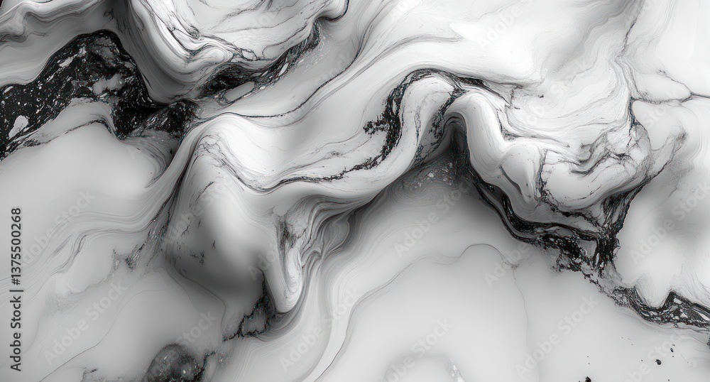 Poster abstract gray marble pattern with fluid swirls and elegant wavy design in white background