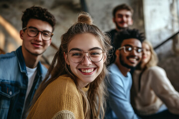 Obraz premium A group of young workers engaged in teamwork and discussions in the office