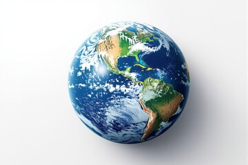 Fototapeta premium Realistic depiction of Earth with North and South America visible.