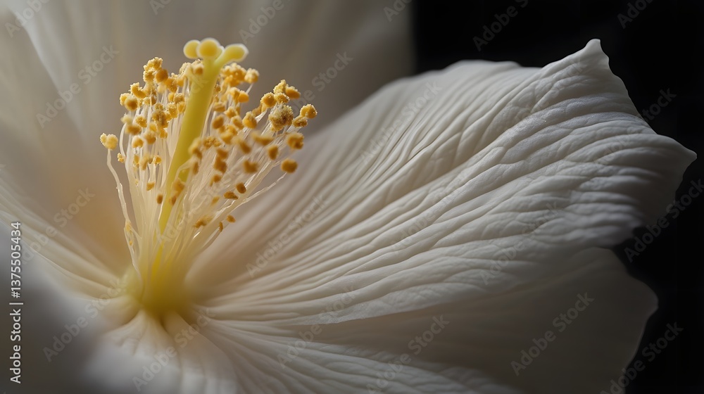 Poster captivating close up view of a delicate pristine white flower bloom with intricate petals and vibran