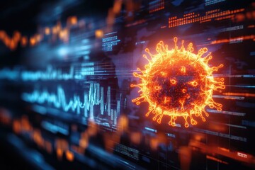 Financial Crisis and Virus Impact Visualization with Data Graphs and Microbiology Elements