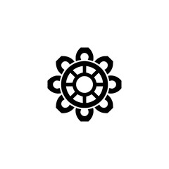 Obraz premium Dharma Wheel Logo on White: Minimalist, Spiritual Design Element