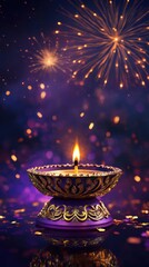 Banner design for diwali festival and podium,Diwali light decoration candle with fireworks,Stage,Product display Showcase design sparkle background,Deepavali,Dipavali,3D podium illustration.