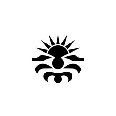 Abstract Sun & Sea Emblem: Modern Black & White Logo Design