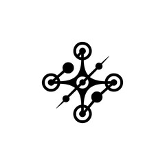 Abstract Drone Icon, Geometric Design, Black & White
