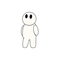 This illustration shows a white character standing upright and in a daze.