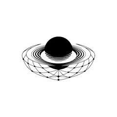 Abstract Planetary Orbit: Minimalist Black & White Design