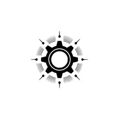 Fototapeta premium Minimalist Gear Logo with Radial Lines and Points