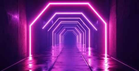 Fototapeta premium Neon Pink and Purple Light Tunnel