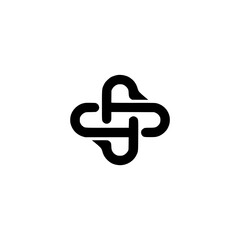 Fototapeta premium Minimalist Abstract Black & White Cross Logo, Branding Concept