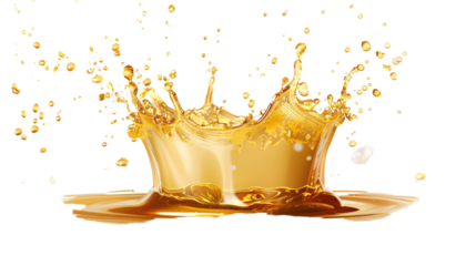 Golden Liquid Crown: A captivating capture of liquid forming a crown-like shape, with dynamic droplets adding to the artistic splash and motion.