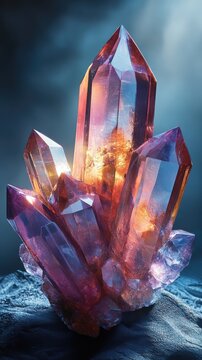 A stylized 3D gem with exaggerated facets and dynamic lighting, creating a dramatic effect.