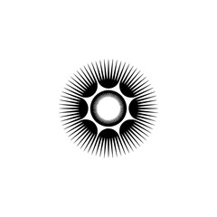 Geometric Sunburst Logo, Minimalist Abstract Black & White Design