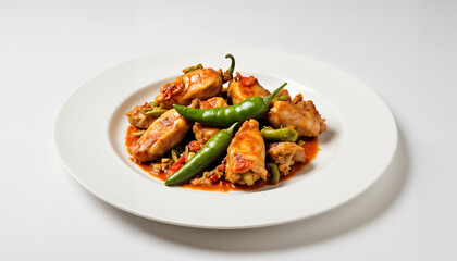 Fototapeta premium Delicious Chicken Wings with Green Chilies