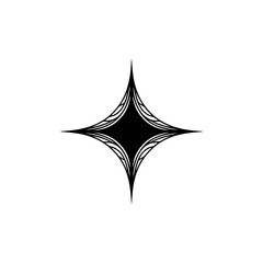 Fototapeta premium Black Starburst Ornament on White: Minimalist Design