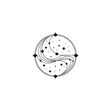 Celestial Universe Illustration: Minimalist Astronomy Design