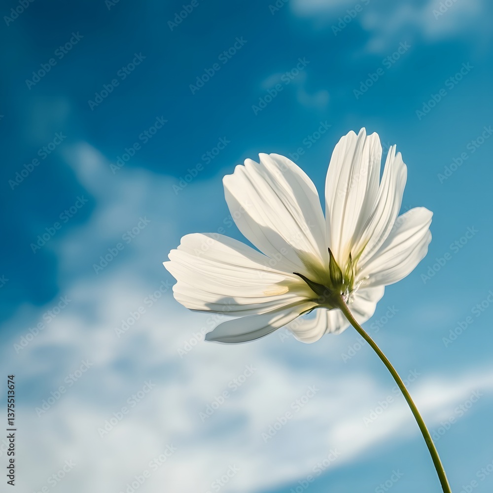 Poster a single pristine white flower with delicate petals stands out against a tranquil backdrop of a brig