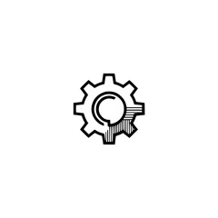 Geometric Cogwheel Icon on White: Minimalism, Tech, and Process