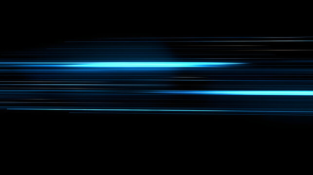 Luminous blue lines speed. Neon color glowing lines background, high-speed light trails effect. Futuristic dynamic motion technology