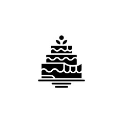 Minimalist Tiered Cake Icon: Black & White Wedding Dessert Symbol