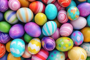 Fototapeta na wymiar Pile of colorful Easter eggs