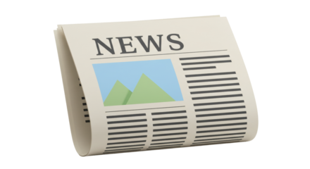 Isolated Folded Newspaper with News Headline