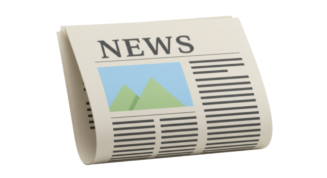 Isolated Folded Newspaper with News Headline