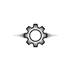 Abstract Gear Icon, Minimalist Black and White Design