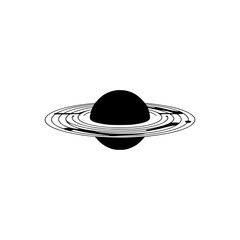 Minimalist Planet Icon, Black & White Space Illustration