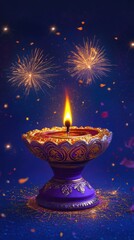 Banner design for diwali festival and podium,Diwali light decoration candle with fireworks,Stage,Product display Showcase design sparkle background,Deepavali,Dipavali,3D podium illustration.