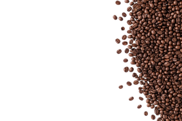 Close-Up View of Raw Coffee Beans Spread Across a Black Background in an Aesthetic Arrangement for Food and Beverage Photography