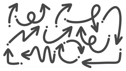 Set arrows pointing in different directions handwritten calligraphy isolated on white background , Flat Modern design, illustration Vector EPS 10