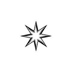 Obraz premium Minimalist Starburst Icon, Black Outline on White, Decorative Graphic Element