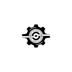 Abstract Gear Logo: Minimalist Black and White Design