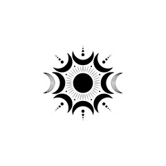 Celestial Mandala: Sun, Moon, and Stars in Minimalist Style