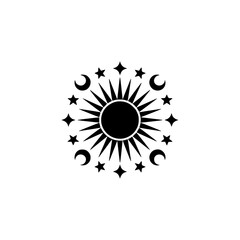 Celestial Sun, Moon, and Stars Vector Illustration