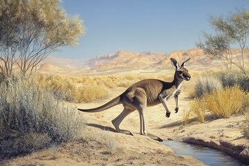 kangaroo in the desert