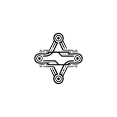 Abstract Geometric Connection Logo - Minimalist Black on White