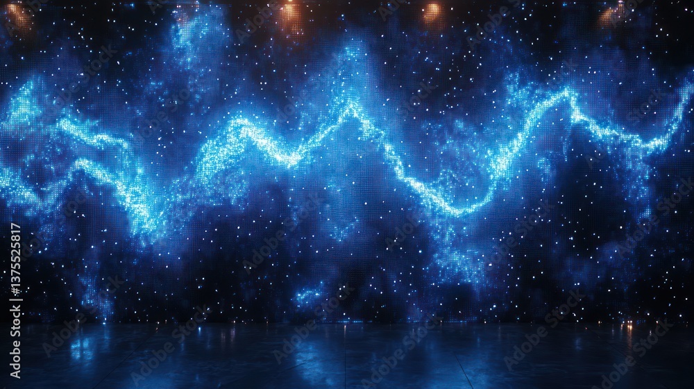 Poster futuristic digital wave pattern with blue light waves and abstract technology background