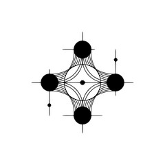 Minimalist Geometric Symbol: Abstract Black Circles and Lines on White