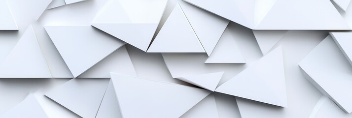 Obraz premium Abstract Texture. White Triangle Pattern Design on Wide Background with Copy Space