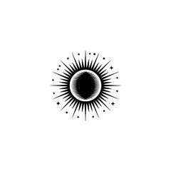 Celestial Sun Burst Logo - Black & White Minimalist Design