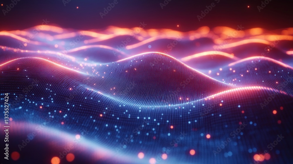 Aufkleber abstract technology wave pattern in blue glowing light with digital texture and ambient background